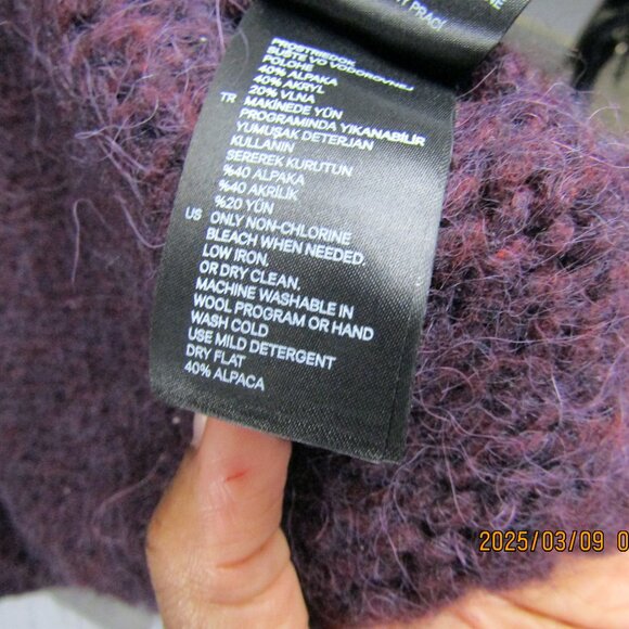 H&M Purple Alpaca Wool Blend Chunky Knit Button Cardigan M - Picture 7 of 12